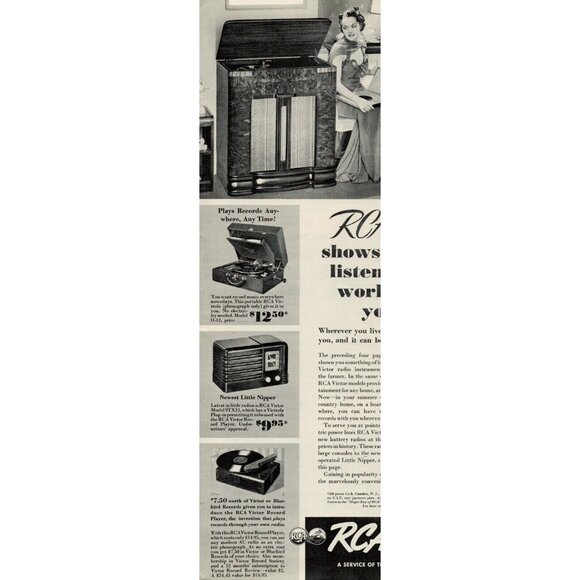 1939 RCA Victor Radio,Record Players Vintage Print Ad (L10) - Picture 3 of 4